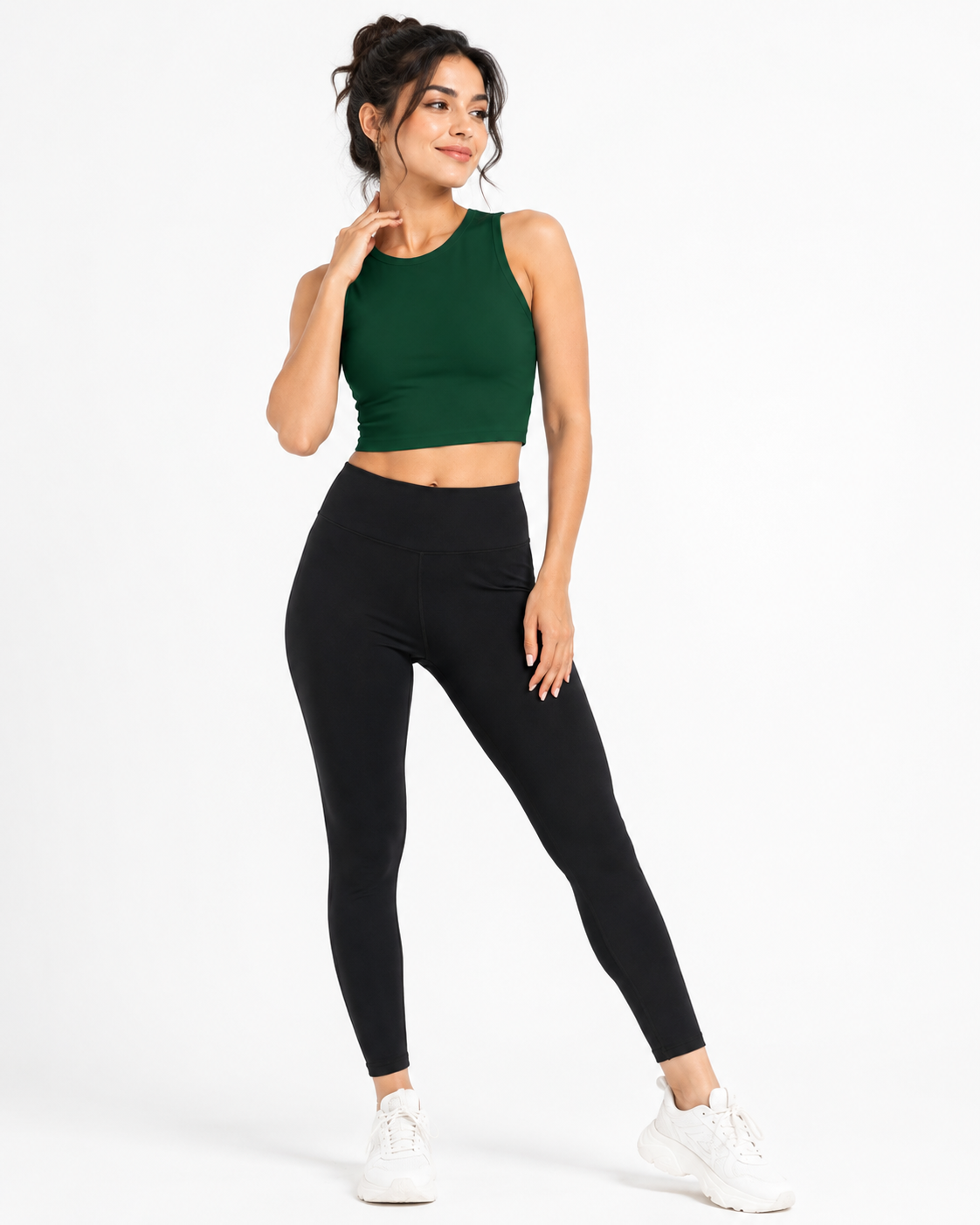 Green Sleeveless Crop Top for Women – Stretchable & Breathable