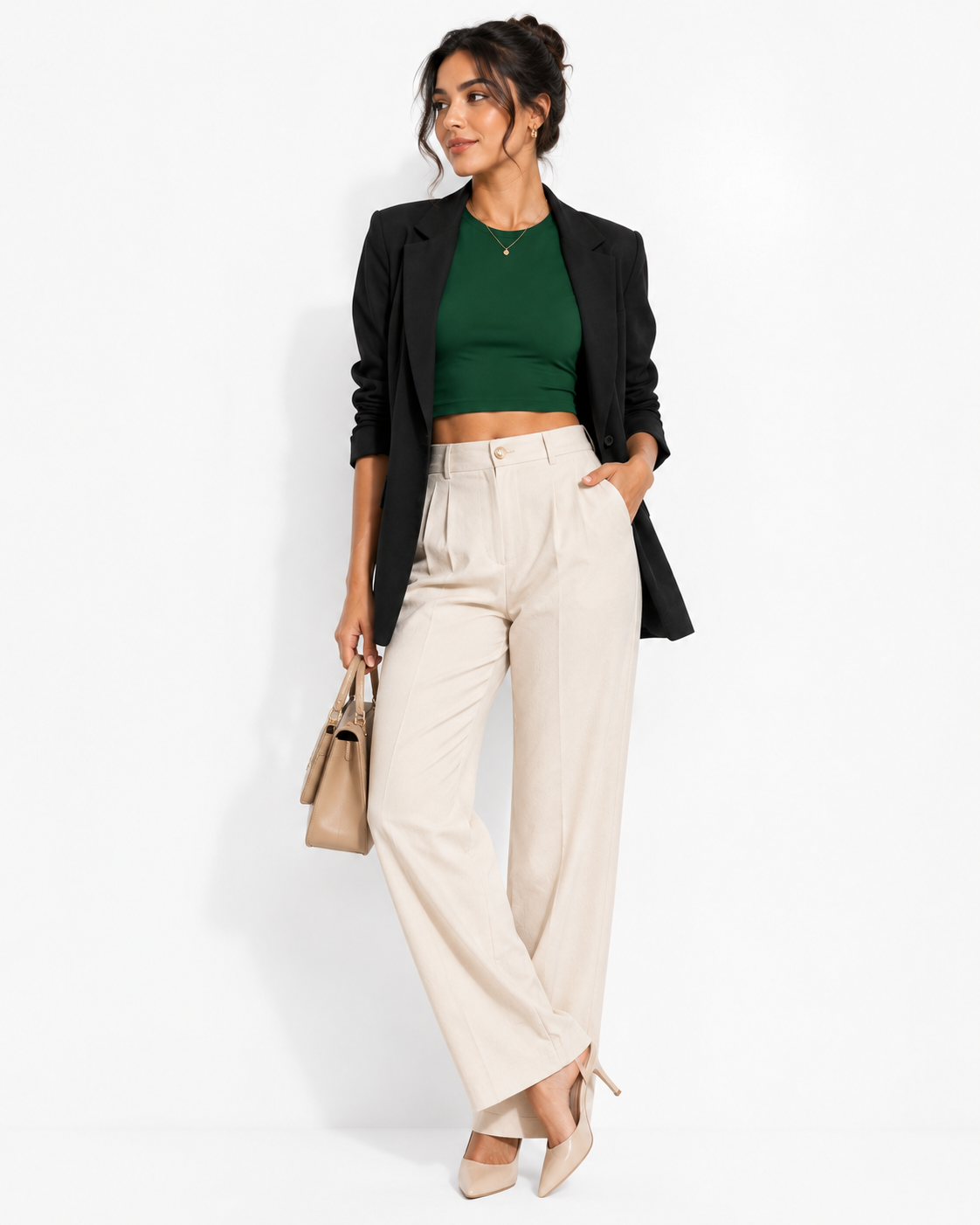 Green Sleeveless Crop Top for Women – Stretchable & Breathable