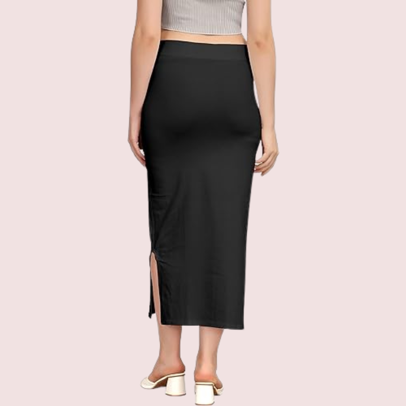 Women's Dark Black Cotton Petticoat, Radiant Dark Shapewear - Apparel - side view | Snazzyway