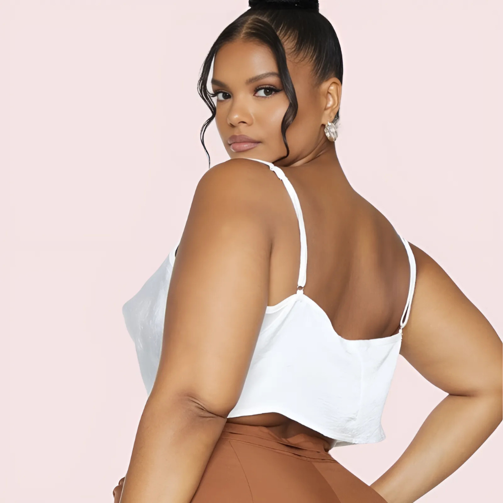 Women's Off White Satin Cami Top, Regal Off Camisole - Apparel - back view | Snazzyway
