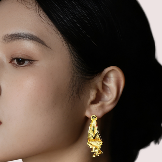 Women's Gold Designer Earrings, Timeless Gold Stud Earrings - Apparel - front view | Snazzyway