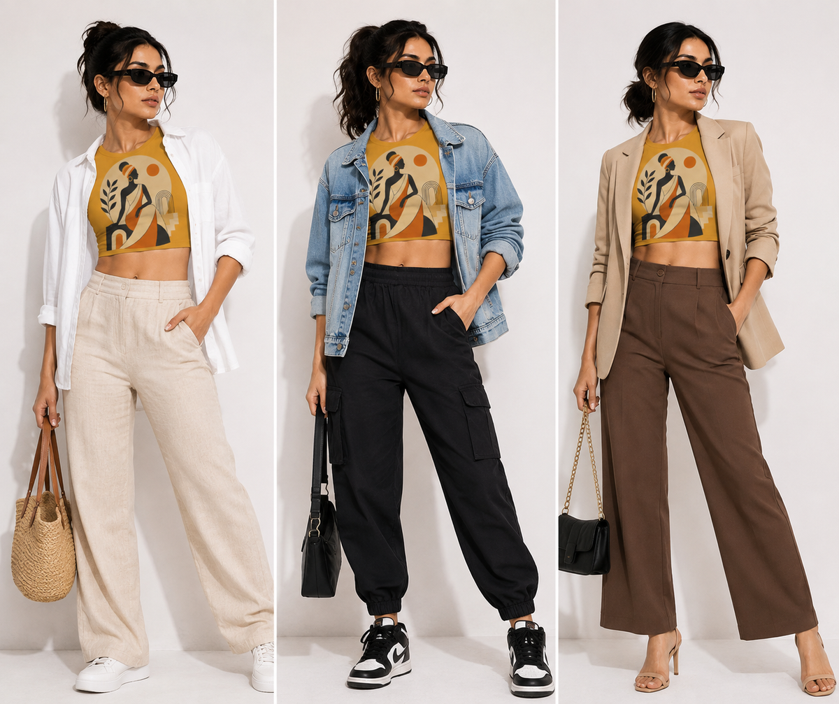 Desert Muse Illustrated Sleeveless Crop Top for Women