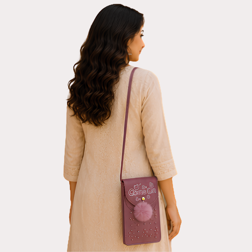 Women's Blush Pink Designer Sling Bag, Radiant Blush Crossbody Purse - Apparel - close-up detail view | Snazzyway