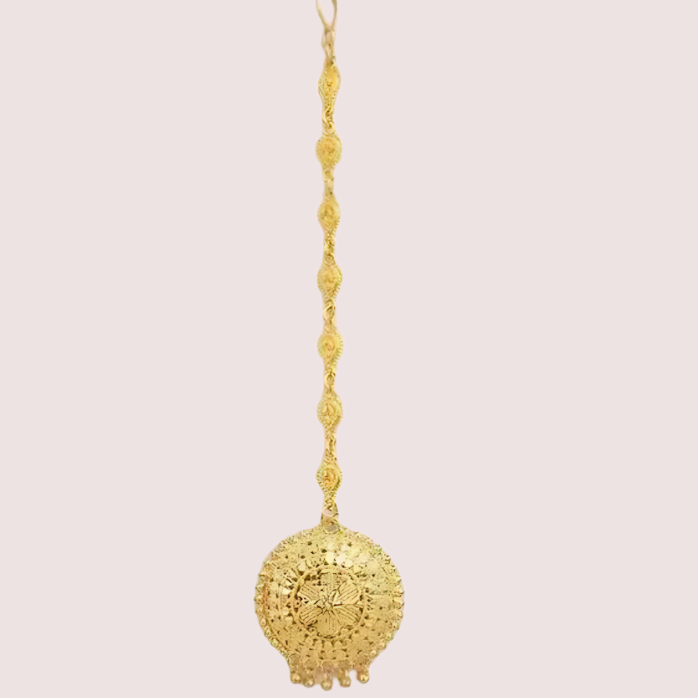 Women's Golden Gold-Plated Nose Ring, Refined Golden Bridal Nath - Apparel - front view | Snazzyway