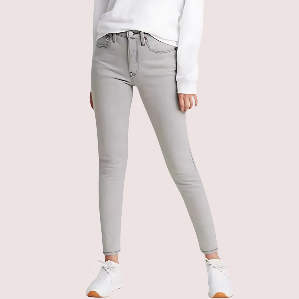 Women's Grey Designer Jeans, Radiant Grey Denim Pants - Apparel - front view | Snazzyway