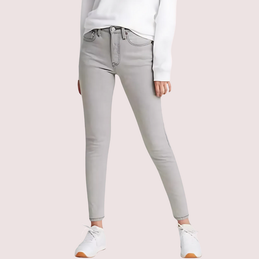 Women's Grey Designer Jeans, Radiant Grey Denim Pants - Apparel - front view | Snazzyway