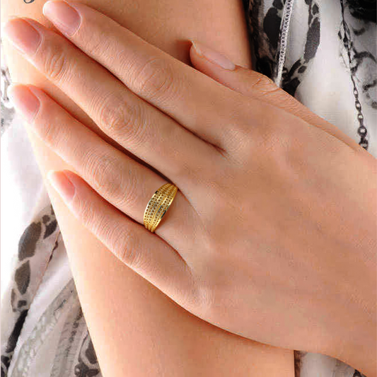 Women's Gold Gold-Plated Ring, Regal Gold Statement Ring - Apparel - front view | Snazzyway