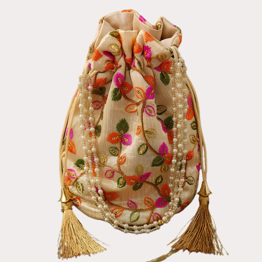 Women's Embroidered Potli Bag, Radiant Pouch Bag - Apparel - back view | Snazzyway