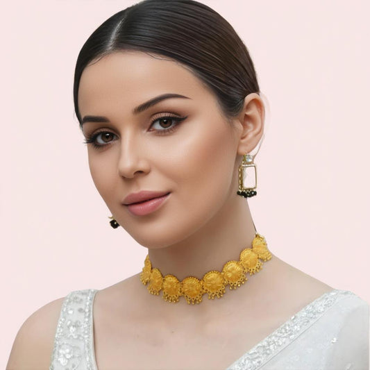 Women's Gold Gold-Plated Necklace, Timeless Gold Necklace Set - Apparel - front view | Snazzyway
