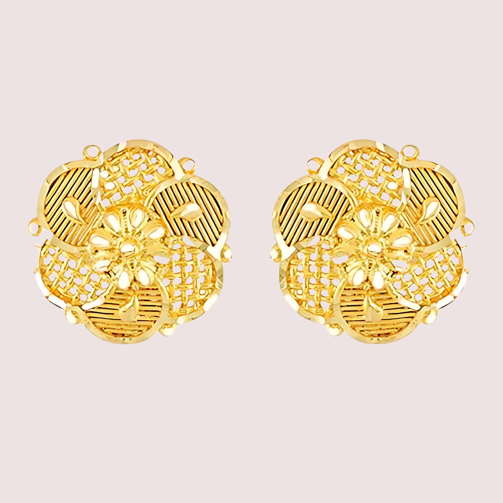 Women's Golden Designer Earrings, Charming Golden Stud Earrings - Apparel - close-up detail view | Snazzyway