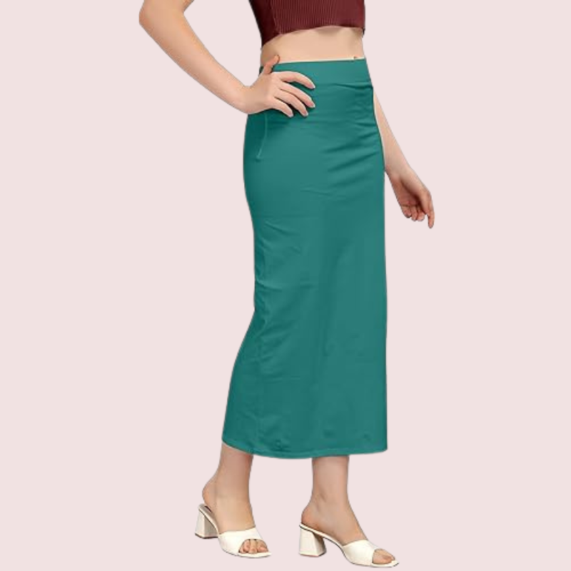 Women's Peacock Green Cotton Petticoat, Sophisticated Peacock Shapewear - Apparel - back view | Snazzyway