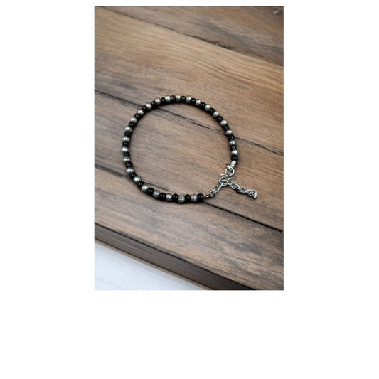 Women's Casual Wear Crystal Anklet with Silver Look Finish - front view | D9 Creations