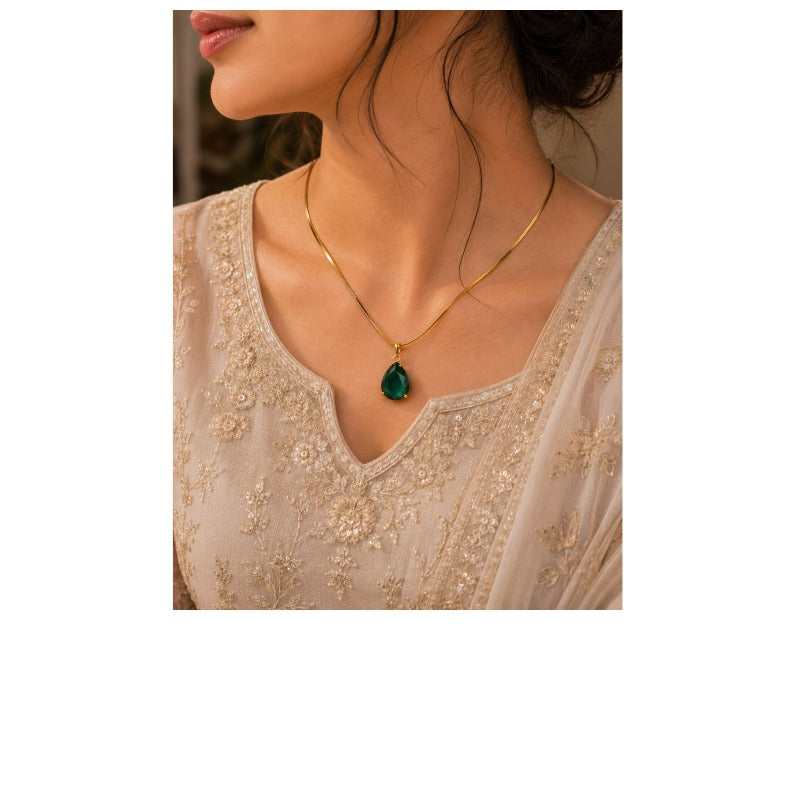 Women's Anti Tarnish Drop Necklace - front view | D9 Creations