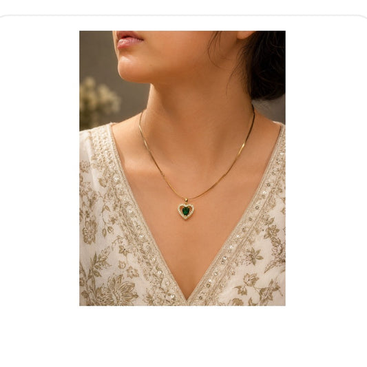 Women's Anti Tarnish Golden Heart Necklace - front view | D9 Creations