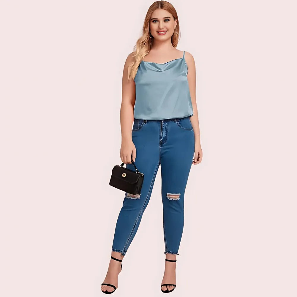 Women's Grey Silk Cami Top, Chic Grey Camisole - Apparel - front view | Snazzyway