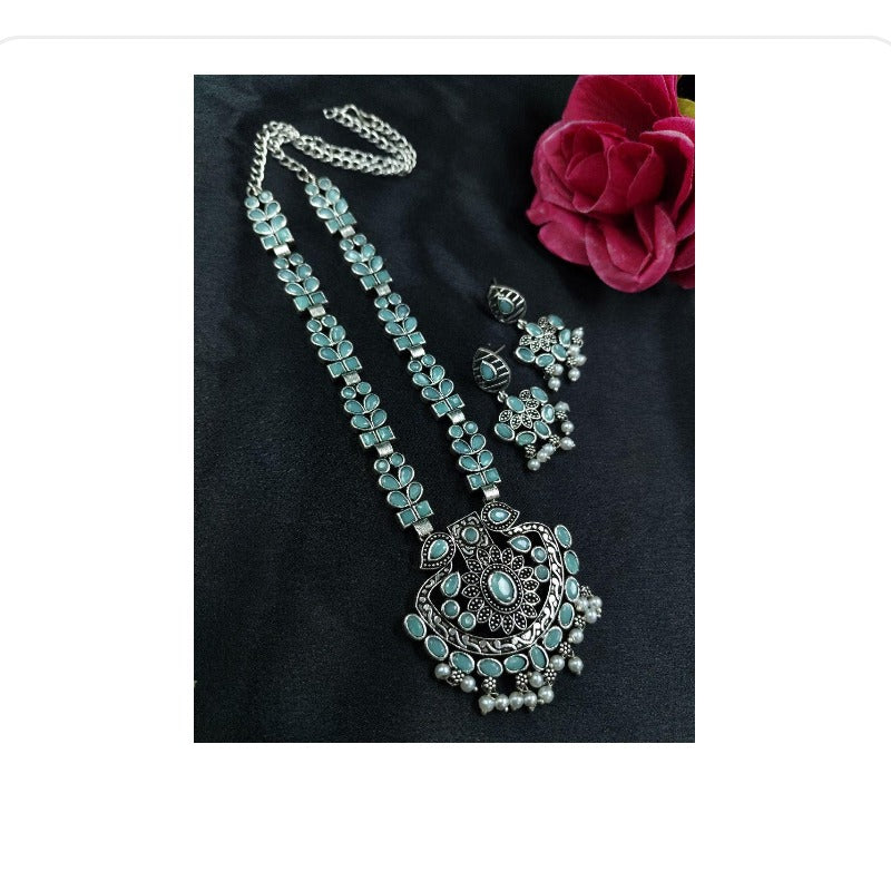 Women's Traditional Oxidized Necklace Set - close-up detail view | D9 Creations