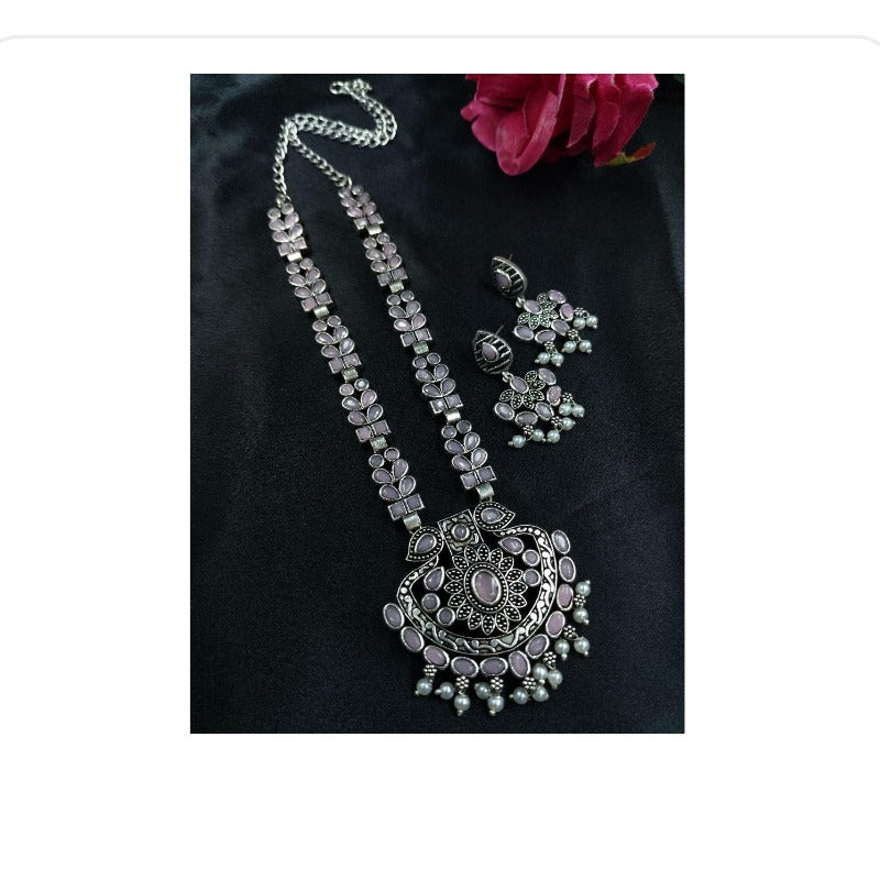 Women's Traditional Oxidized Necklace Set - close-up detail view | D9 Creations