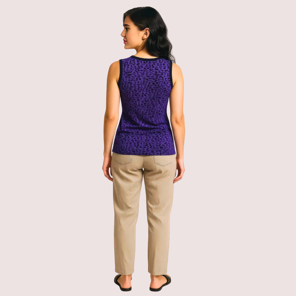 Women's Violet Designer Tank Top, Regal Violet Vest Top - Apparel - close-up detail view | Snazzyway