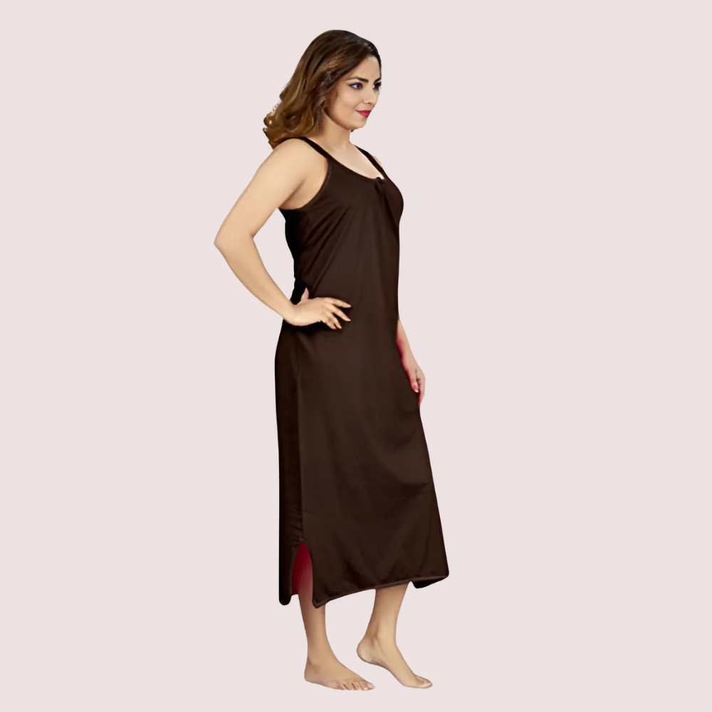 Women's Coffee Cotton Nightgown, Sophisticated Coffee Sleepwear - Apparel - front view | Snazzyway