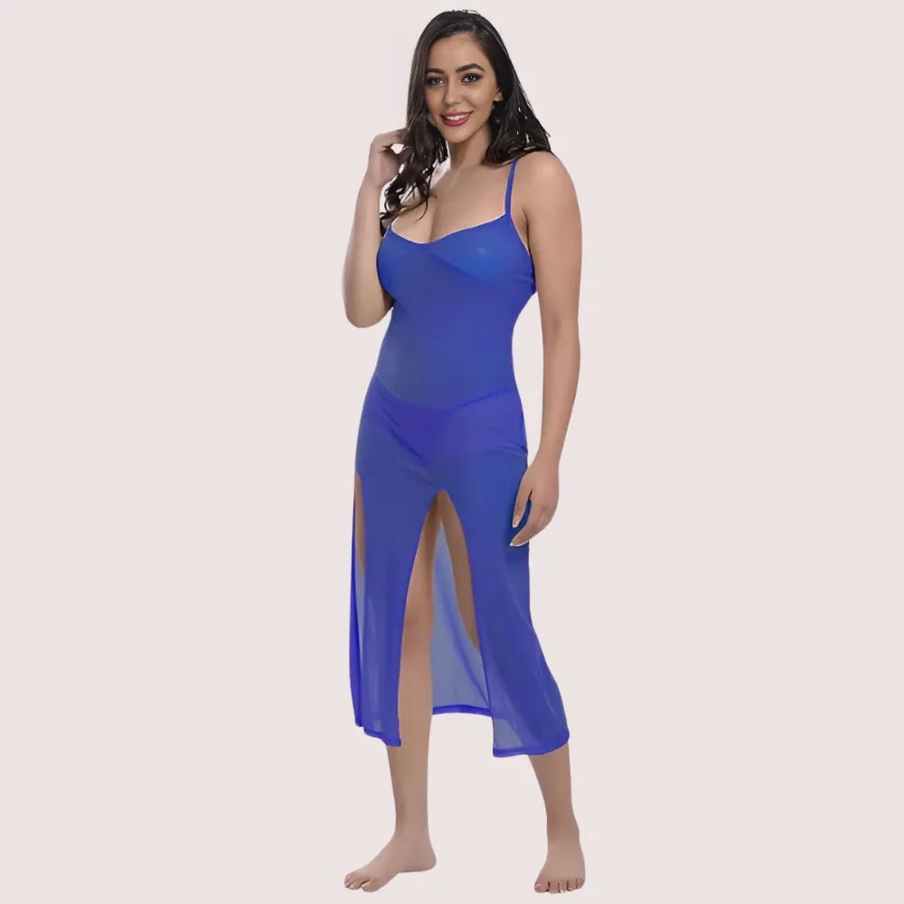 Women's Ink Blue Designer Dress, Elegant Ink Evening Wear - Apparel - front view | Snazzyway