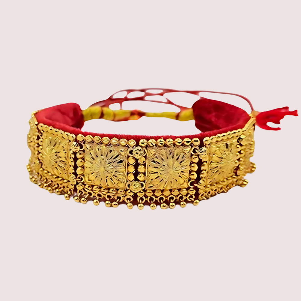 Women's Golden Designer Guloband, Classic Golden Choker Set - Apparel - front view | Snazzyway