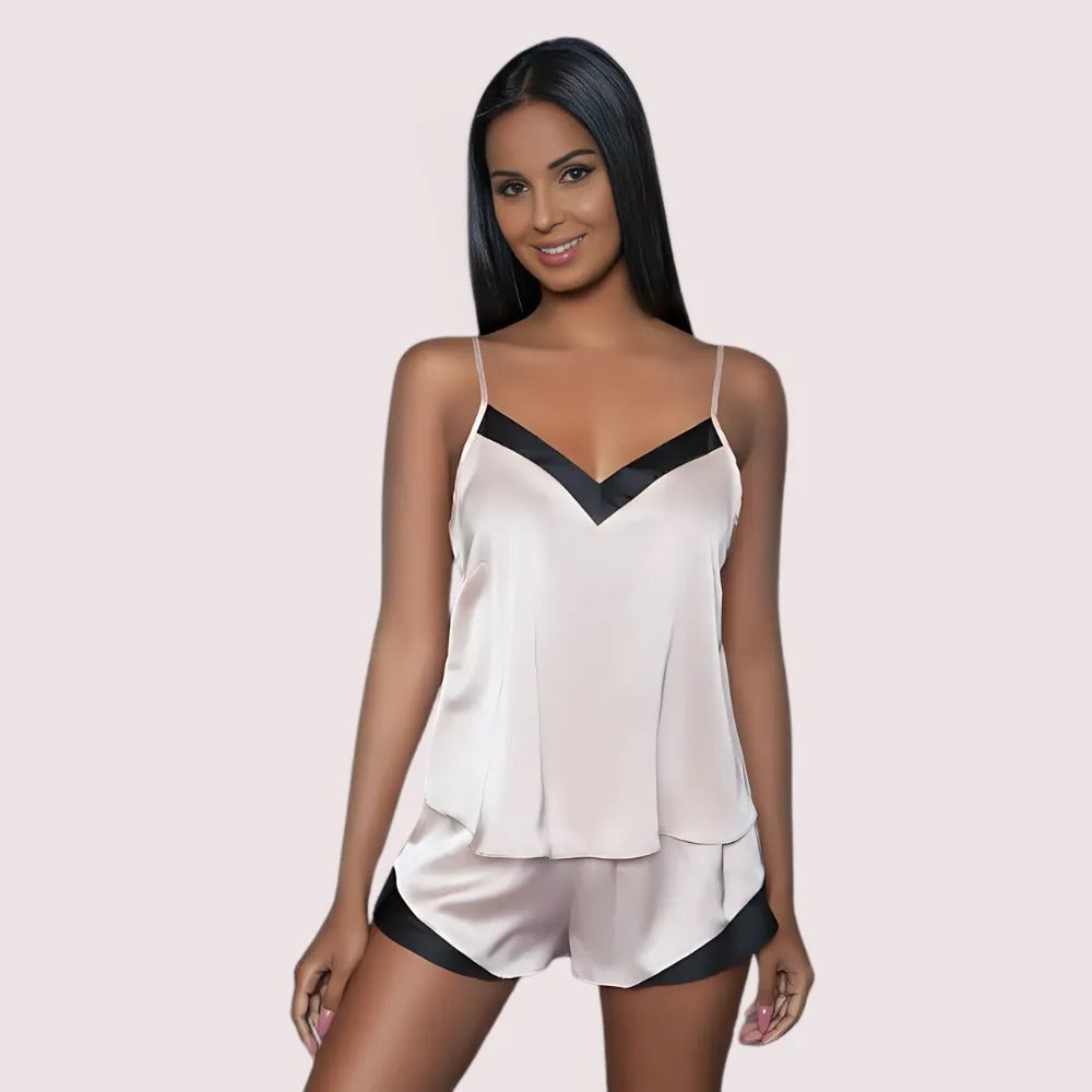 Women's White Satin Cami Top, Elegant White Camisole - Apparel - front view | Snazzyway