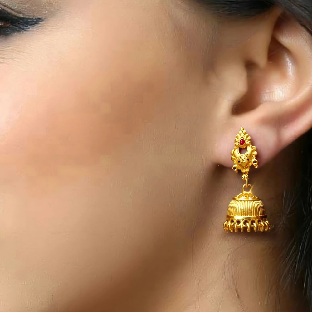 Women's Ruby Red Designer Earrings, Elegant Ruby Stud Earrings - Apparel - front view | Snazzyway