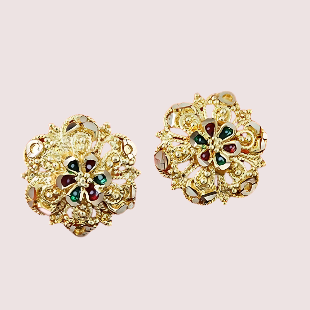 Women's Golden Designer Earrings, Stylish Golden Stud Earrings - Apparel - back view | Snazzyway