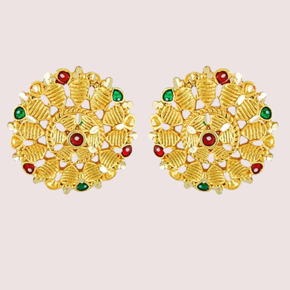 Women's Golden Designer Earrings, Charming Golden Stud Earrings - Apparel - front view | Snazzyway