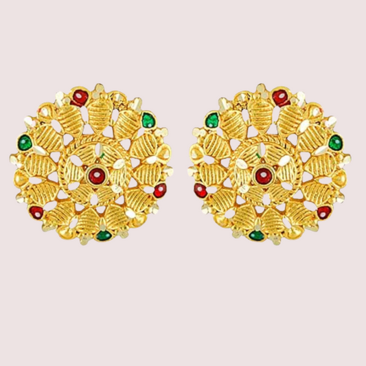 Women's Golden Designer Earrings, Charming Golden Stud Earrings - Apparel - front view | Snazzyway