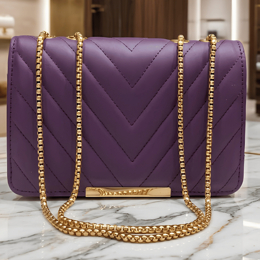 Women's Orchid Purple Quilted Sling Bag, Chic Orchid Crossbody Purse - Apparel - back view | Snazzyway