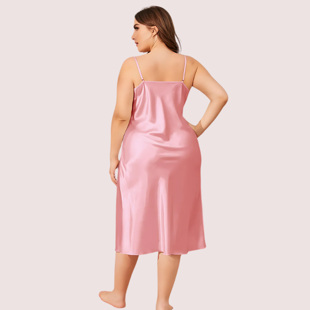 Women's Light Pink Satin Dress, Radiant Light Evening Wear - Apparel - styled full look | Snazzyway