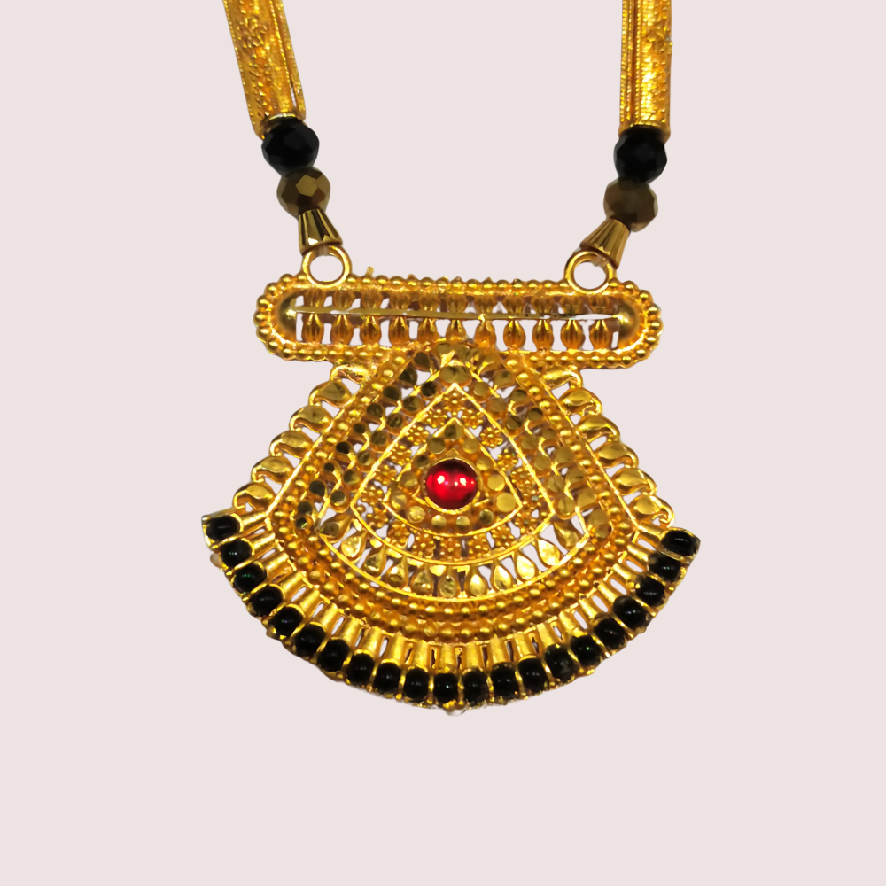 Women's Black Designer Mangalsutra, Chic Black Pendant Necklace - Apparel - close-up detail view | Snazzyway