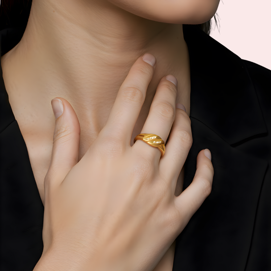 Women's Gold Designer Ring, Graceful Gold Statement Ring - Apparel - front view | Snazzyway