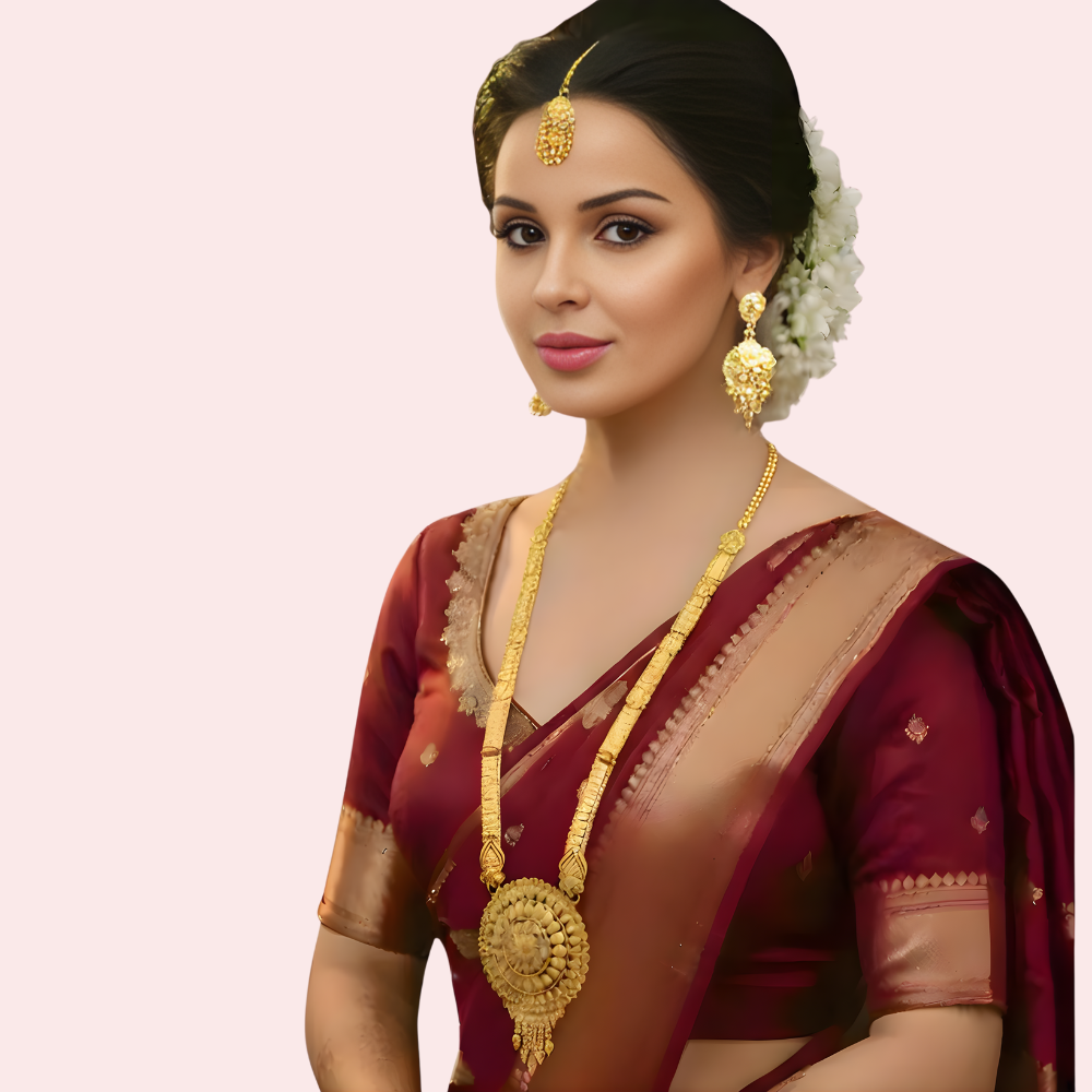Women's Gold Designer Necklace, Radiant Gold Necklace Set - Apparel - front view | Snazzyway
