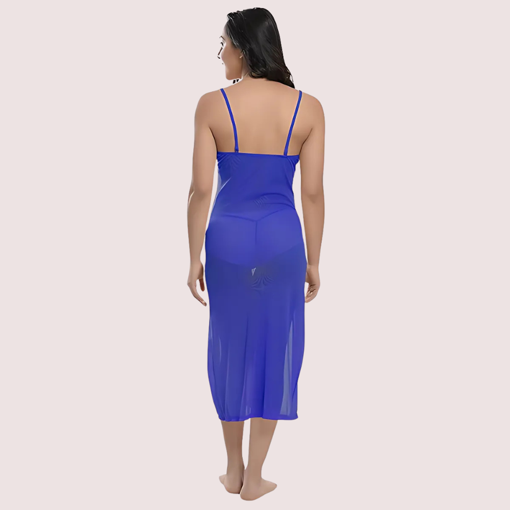 Women's Ink Blue Designer Dress, Elegant Ink Evening Wear - Apparel - styled full look | Snazzyway