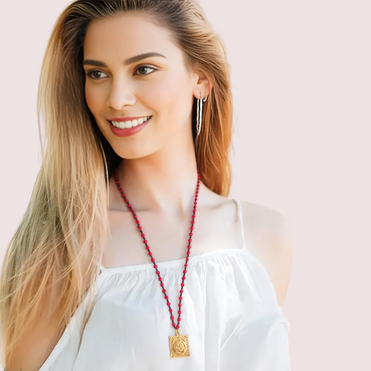 Women's Rose Pink Designer Necklace, Charming Rose Necklace Set - Apparel - front view | Snazzyway