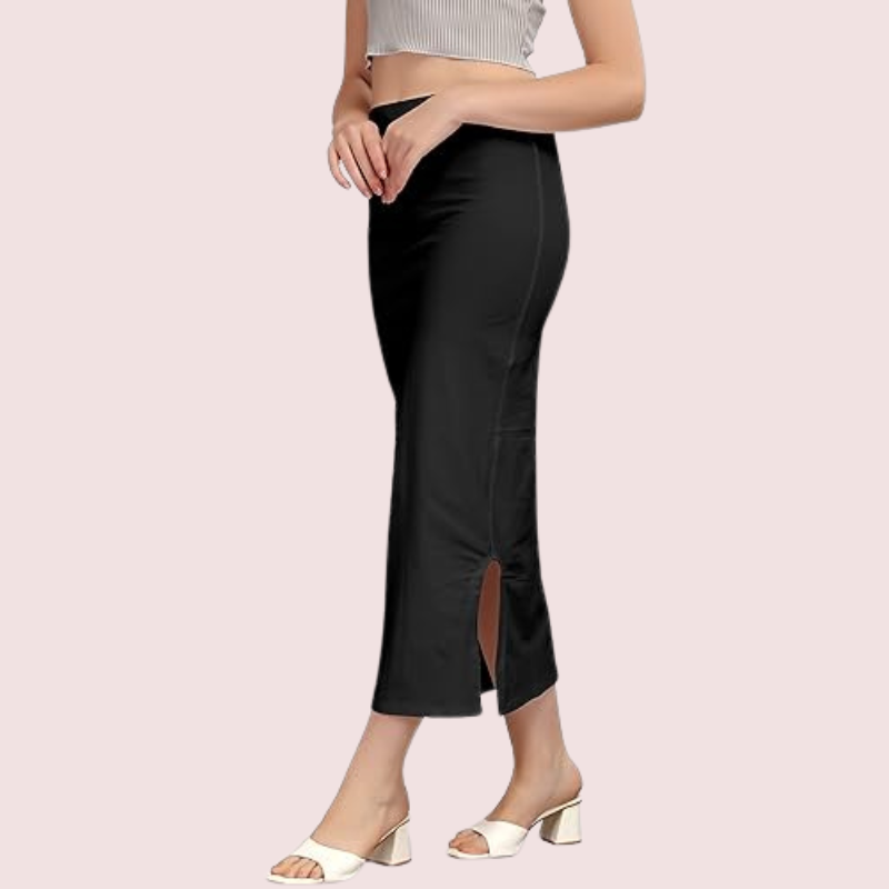 Women's Dark Black Cotton Petticoat, Radiant Dark Shapewear - Apparel - styled full look | Snazzyway