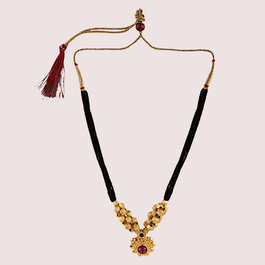 Women's Golden Designer Mangalsutra, Exquisite Golden Pendant Necklace - Apparel - front view | Snazzyway