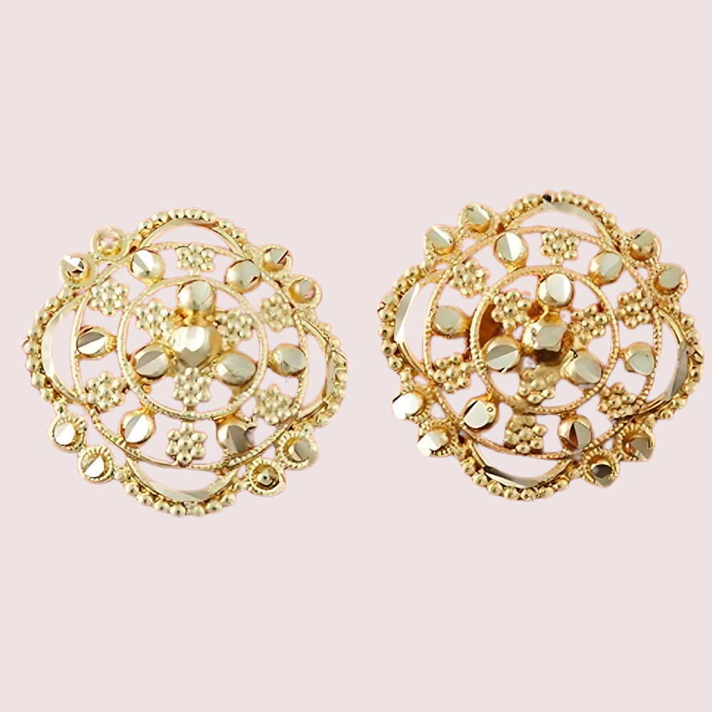 Women's Golden Designer Earrings, Stylish Golden Stud Earrings - Apparel - close-up detail view | Snazzyway