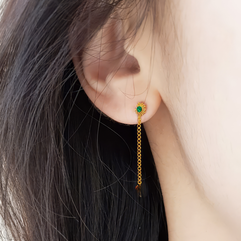 Women's Emerald Green Designer Earrings, Sophisticated Emerald Stud Earrings - Apparel - front view | Snazzyway