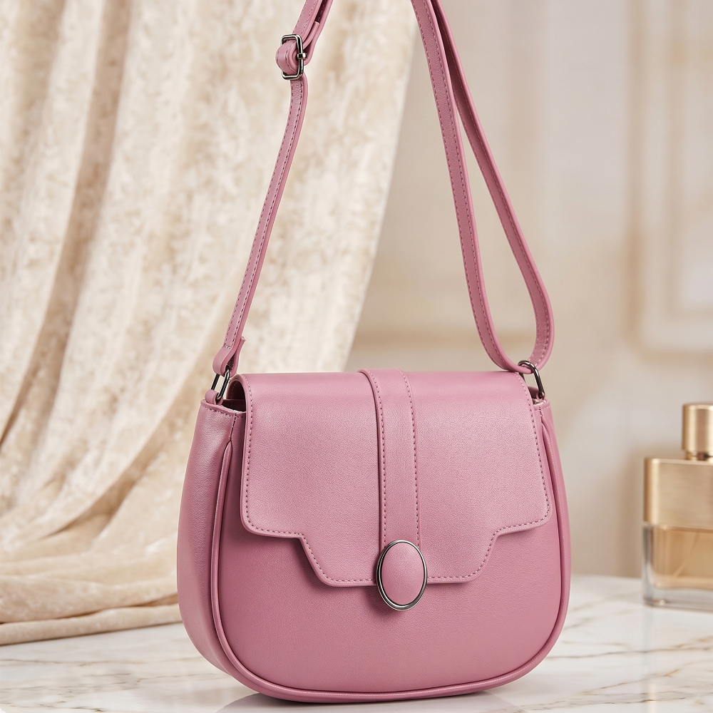 Women's Rose Pink Designer Sling Bag, Sophisticated Rose Crossbody Purse - Apparel - back view | Snazzyway