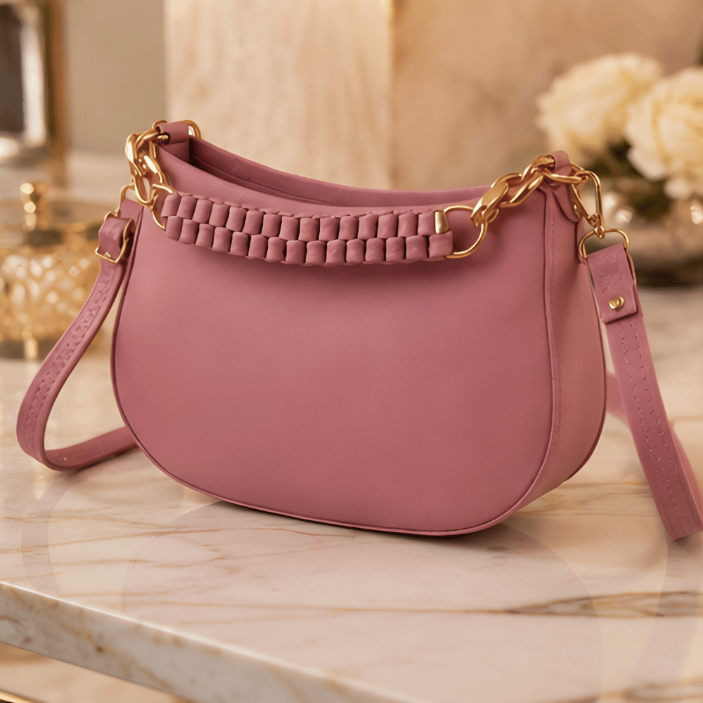 Women's Blush Pink Designer Sling Bag, Graceful Blush Crossbody Purse - Apparel - close-up detail view | Snazzyway
