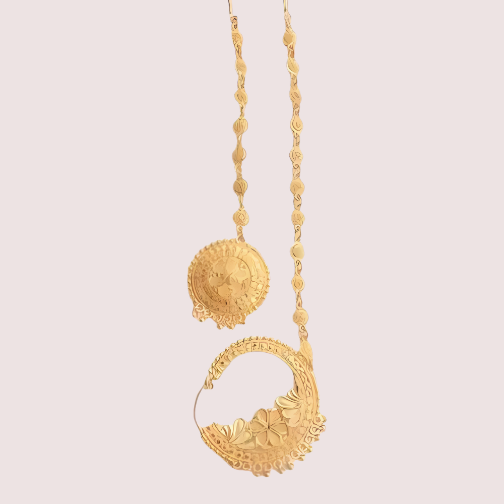 Women's Golden Gold-Plated Nose Ring, Refined Golden Bridal Nath - Apparel - close-up detail view | Snazzyway