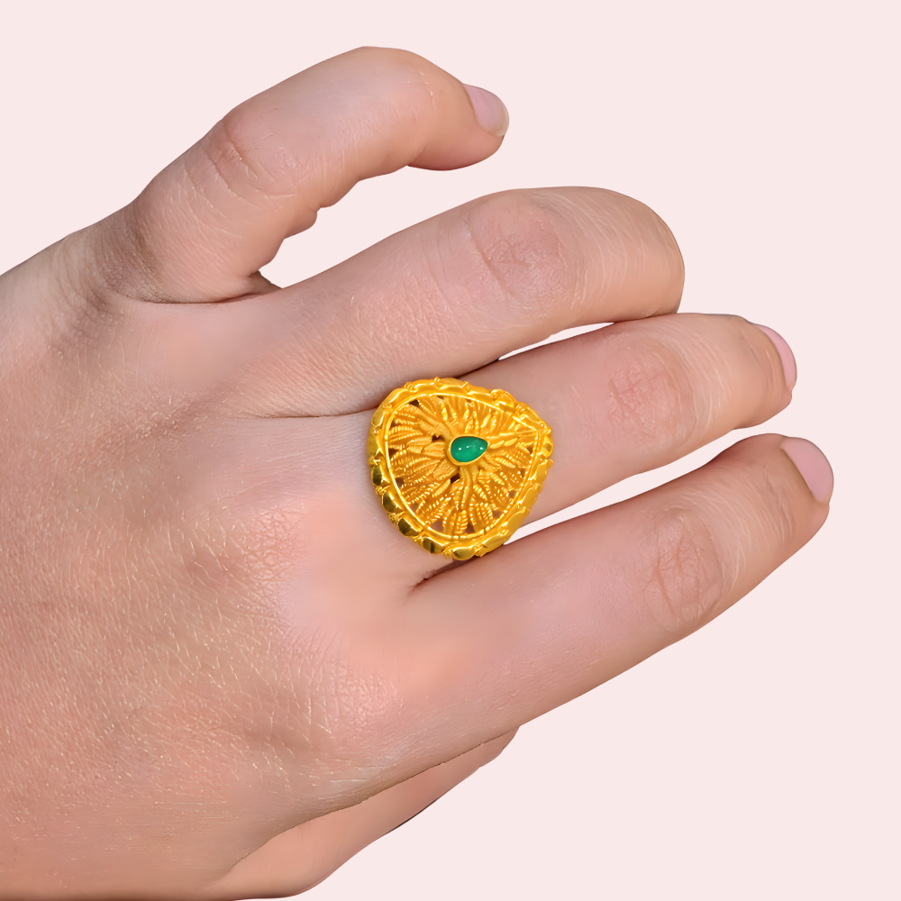 Women's Gold Designer Ring, Sophisticated Gold Statement Ring - Apparel - front view | Snazzyway