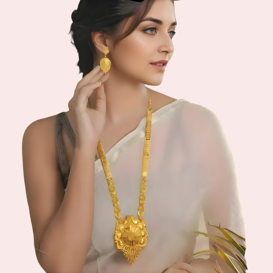 Women's Gold Designer Necklace, Classic Gold Necklace Set - Apparel - front view | Snazzyway