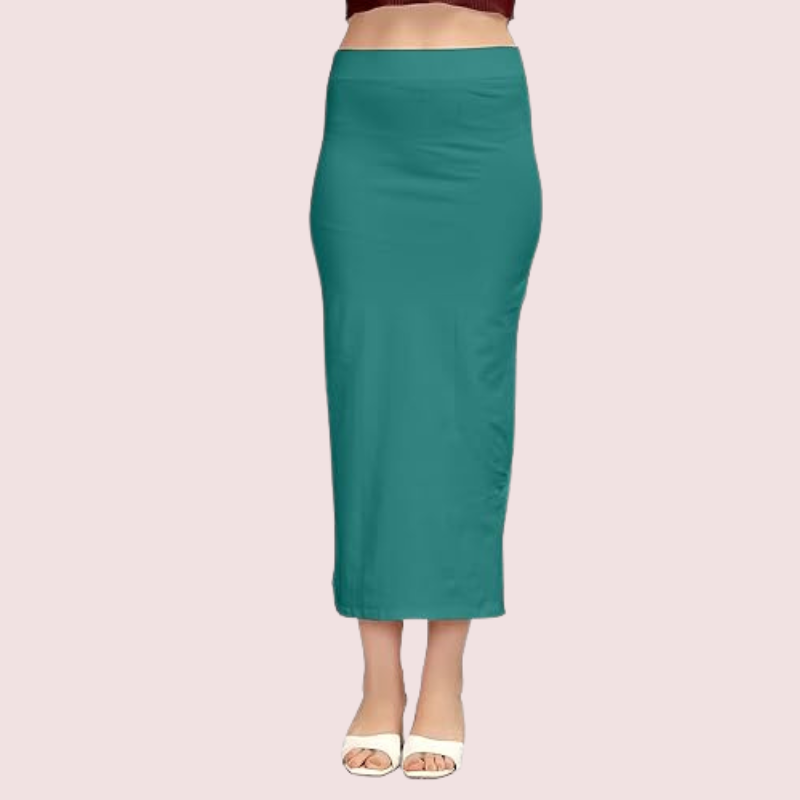 Women's Peacock Green Cotton Petticoat, Sophisticated Peacock Shapewear - Apparel - close-up detail view | Snazzyway