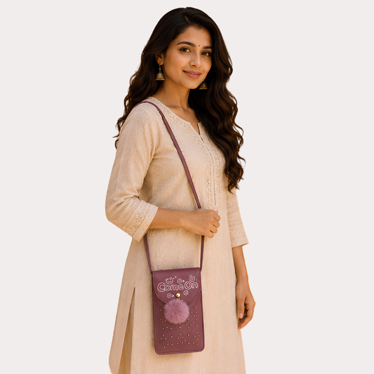 Women's Blush Pink Designer Sling Bag, Radiant Blush Crossbody Purse - Apparel - front view | Snazzyway
