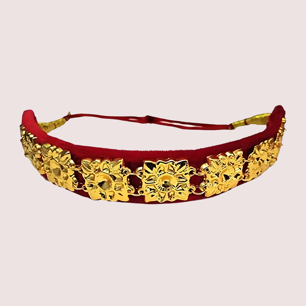 Women's Golden Designer Guloband, Elegant Golden Choker Set - Apparel - front view | Snazzyway