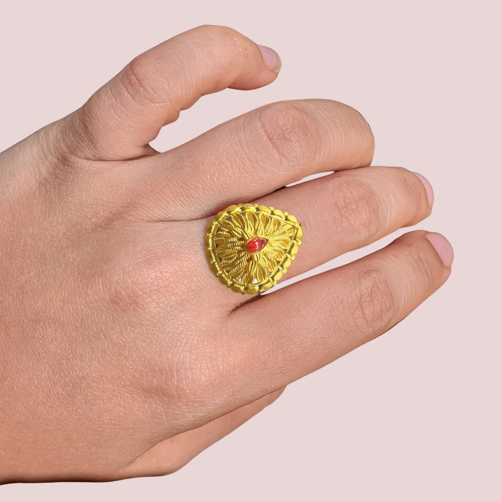 Women's Red Designer Ring, Chic Red Statement Ring - Apparel - front view | Snazzyway